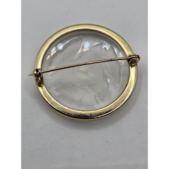 Vintage Reverse Carved Crystal Butterfly Brooch - Picture 8 of 11